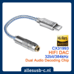 CX-PRO Hi-Res audio dongle 32bit 384kHz met blauw zilveren kabel promotie