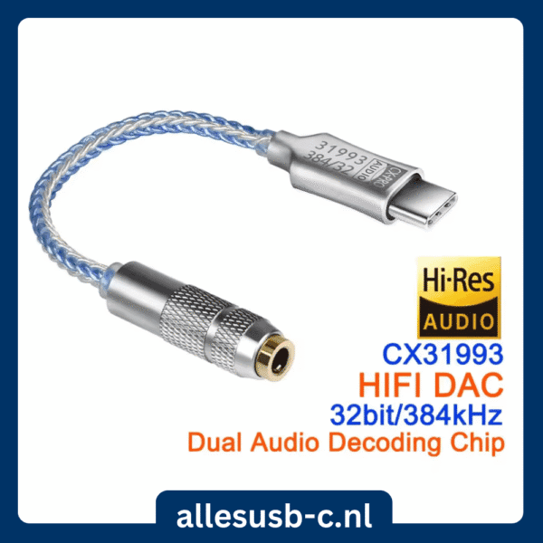 CX-PRO Hi-Res audio dongle 32bit 384kHz met blauw zilveren kabel promotie
