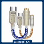 CX-PRO USB-C naar 3.5mm DAC dongle in blauw en koper met 31993 chip specificaties