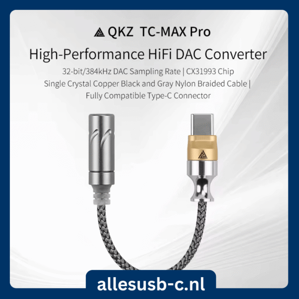 QKZ TC-MAX Pro HiFi DAC converter met gevlochten kabel promotieafbeelding