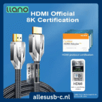 Llano HDMI 2.1 kabel met officiële 8K-certificering en anti-vervalsingslabel voor gegarandeerde kwaliteit.