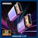 Luxe zilveren DisplayPort naar DisplayPort kabel met metalen behuizing en gouden connectoren