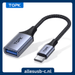 Gevlochten USB-C naar USB-A verloopkabel van TOPK merk