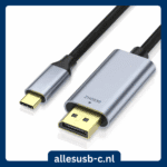 Premium gevlochten USB-C naar DisplayPort kabel met aluminium behuizing en gouden connectoren