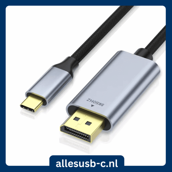Premium gevlochten USB-C naar DisplayPort kabel met aluminium behuizing en gouden connectoren