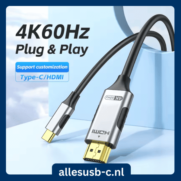 Hoogwaardige USB-C naar HDMI adapter kabel met ondersteuning voor 4K bij 60Hz.