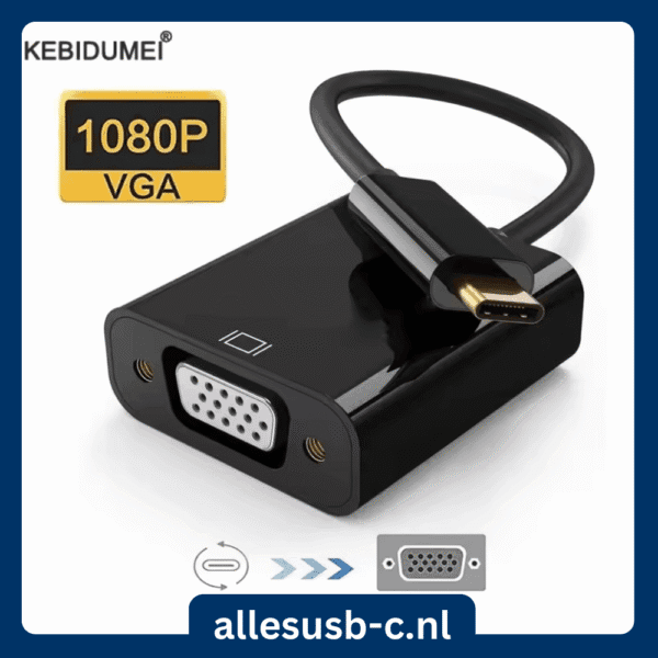 Kebidumei USB Type-C naar VGA converter dongle geïsoleerd op wit