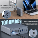 EQP Premium Aluminium 16-in-1 USB-C Docking Station met 100W PD & Triple 4K Display - Afbeelding 6