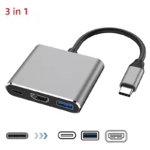 3-in-1 USB-C hub met HDMI-aansluiting, USB 3.0 poort en Type-C PD poort voor opladen