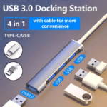 USB hub aangesloten via USB-A poort met 1x blauwe USB 3.0 poort