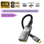 Productfoto van de 4K adapterkabel (0.25m) met labels voor 4K 60Hz en 2K 120Hz ondersteuning.