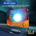 4K Ultra HD televisie aangesloten met een USB-C naar HDMI kabel voor verbluffende 3D beelden