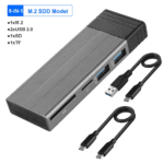 Compacte 5-in-1 M.2 SSD externe behuizing met USB 2.0 poorten en SD/TF kaartlezer