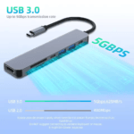 Illustratie die de 5Gbps overdrachtssnelheid van USB 3.0 vergelijkt met de 480Mbps van USB 2.0 op de hub.