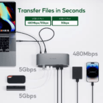 PULWTOP 14-in-1 DisplayLink Docking Station - Triple 4K@60Hz & 100W PD - Zilver - Afbeelding 2
