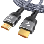 Set van twee 8K HDMI-kabels met versterkte connectoren en een duurzame grijs-zwarte gevlochten mantel.