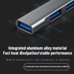 Close-up van aluminium USB hub behuizing grijs