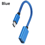 Blauwe nylon USB adapter kabel voor smartphone en tablet