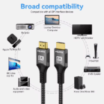 Overzicht van compatibele apparaten zoals Apple TV, PS4/PS5, Xbox, laptops en 8K Ultra HD televisies
