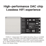 Technische close-up van de CS46L41 decoder chip met 120dB dynamisch bereik specificaties