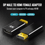 Twee zwarte adapters die de synchronisatie van audio en video tonen voor een perfecte 4K HD ervaring op TV's.