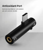 Zwarte aluminium behuizing van USB-C splitter met anti-oxidatie connectoren
