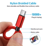 Detailopname rood nylon vlechtwerk en sterke connector