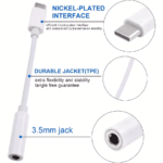 Specificaties van witte USB-C adapter met vernikkelde interface en TPE kabel