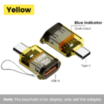Transparant gele USB adapter met sleutelhanger bevestiging
