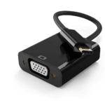 Zwarte glanzende USB-C naar VGA adapter met vergulde connector