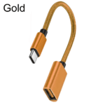 Gouden nylon gevlochten USB-C naar USB 3.0 kabel