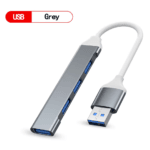 Grijze USB 3.0 splitter met standaard USB-stekker voor PC