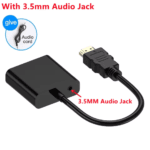 Adapter met ingebouwde 3.5mm audio jack en icoon van meegeleverde audiokabel
