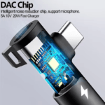 Interne weergave van USB-C audio adapter met intelligente ruisonderdrukking chip