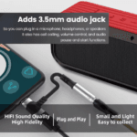 USB-C adapter aangesloten op draagbare speaker voor helder Hi-Fi geluid