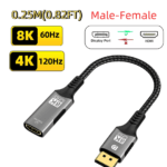 0.25 meter 8K adapterkabel die 8K@60Hz en 4K@120Hz ondersteunt voor ultra-hoge resolutie.