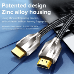 Premium HDMI-kabel van Llano met een gepatenteerde behuizing van zinklegering en anti-oxidatie UV-elektroplating.