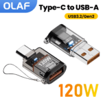 Transparante USB 3.2 Gen 2 adapter met 10Gbps snelheid en 120W laden