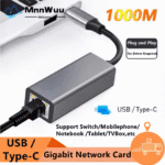 USB-C adapter aangesloten op laptop, toont plug-and-play functionaliteit en brede ondersteuning