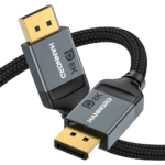 Close-up van de twee mannelijke DisplayPort stekkers met duurzame behuizing