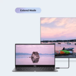 Dell laptop in Extend Mode verbonden met extern beeldscherm voor extra werkruimte