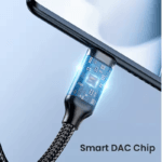 Röntgenweergave van slimme DAC chip in USB-C connector behuizing