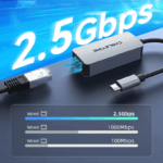 Grafiek toont het snelheidsverschil: 2.5Gbps is aanzienlijk sneller dan 1000Mbps en 100Mbps