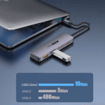Grafiek die toont dat USB 3.2 Gen 2 (10Gbps) twee keer zo snel is als USB 3.0 (5Gbps) en veel sneller dan USB 2.0.