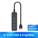 Bovenaanzicht zwarte USB-A splitter snelle dataoverdracht