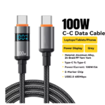 Overzicht van USB-C naar USB-C kabel specificaties inclusief 5A stroomsterkte en E-Marker chip