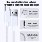Detailoverzicht van USB-A en USB-C connectoren met interne draadstructuur en 12-draads vlechtwerk