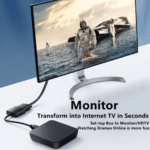 TV box aangesloten op een computermonitor via HDMI naar VGA voor video streaming