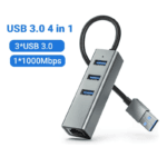 USB-A variant van de hub met blauwe labels "3USB 3.0" en "11000Mbps"
