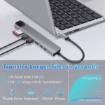 Vergelijking tussen USB 3.0 en USB 2.0 snelheid bij het overzetten van grote bestanden via de hub.